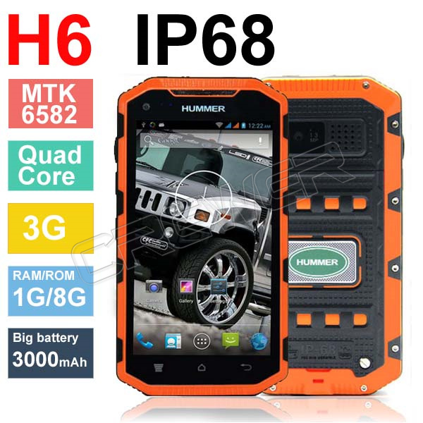 Original Hummer H6 IP68 Waterproof Phone 3G 5 0 Cell phone MTK6582 Quad Core 1GB 8GB