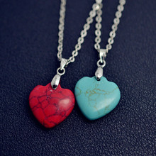 New Fashion jewelry turquoise heart design pendant necklace for Women/Girl lover Valentine’s Day gifts wholesale N1564
