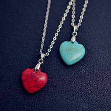 New Fashion jewelry turquoise heart design pendant necklace for Women Girl lover Valentine s Day gifts