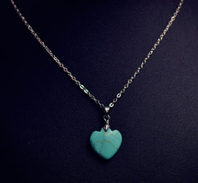 New Fashion jewelry turquoise heart design pendant necklace for Women Girl lover Valentine s Day gifts