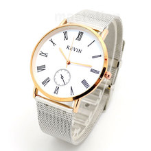 Nueva llegada de la venta caliente moda Casual KEVIN números romanos oro rosa shell reloj de pulsera Q10
