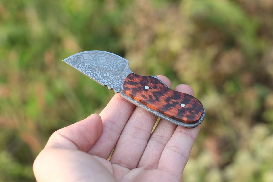 2015 Extremely Rare Handsome Gentleman Damascus Full Tang Fixed Blade Knife Snakeskin Wood Handle High Quality