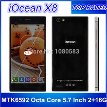 Original Iocean X8 MTK6592 Octa Core Mobile Phone 5.7” IPS Gorilla Glass 1080p 2GB RAM 16GB ROM Android 4.2 OS Dual SIM WCDMA