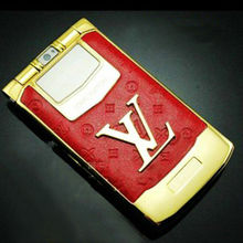 2013 Unlock men s women s lady luxury brand flip phone leather case gold cellphones double