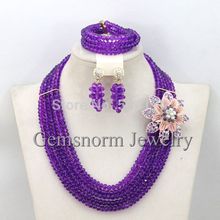 Lovely Girl Jewelry Set 2015 New African Crystal Beads Jewelry Set Wholesale Beads Set Hot 7
