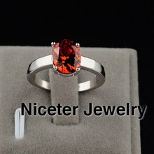 NICETER Fashion Swiss CZ Diamond Rings Oval Cut Ruby Stones Prong Setting Antique Wedding Rings Fashion Rings For Women 2013