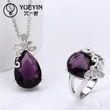 FVRS005 2015 new fine jewelry sets Purple Jewel Party jewlery set for lady Fashion Big Crystal
