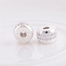 NEW 925 Sterling Silver Lock Clip Core Stopper Charm Beads For Jewelry Making DIY Accessories Fits