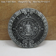 Vintage Pewter Aztec Calendar Circle Tonalpohualli  Cowgirls Metal Belt Buckle Texas Fashion Mens Western  Turbo Nos Tunning