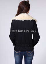 Womens Winter Coat Warm Black Faux Fur Lapel Motorcycle Jacket Thick Coat M L XL 189791