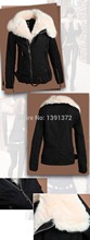 Womens Winter Coat Warm Black Faux Fur Lapel Motorcycle Jacket Thick Coat M L XL 189791
