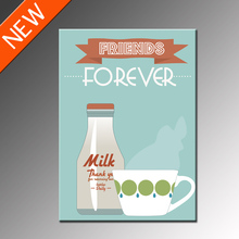 FREE SHIPPING Friends Forever Milk Cup Painting Decorative Printing Unframed 60x80cm