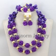 Exclusive African Coral Crystal Beads Jewelry Set 2 Layers Nigerian Party Beads Women Jewelry Sset Free