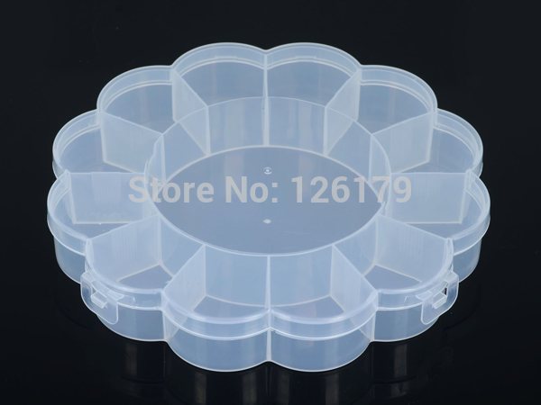 Plastic 1 Big 12 Small Compartments Flower Shape Round Boxes Tablet Pill Medicine Organizer Beads Jewelry