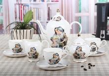 Free Shipping European Style High-grade Luxury Bone China Ceramic Tea And Coffee Set