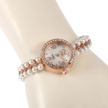 2015 New Fashion Jewelry Luxury Watches Fashion Rhinestone Pearl Bracelet Watches The Women s Movement Leisure