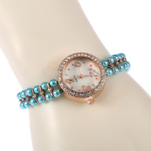 2015 New Fashion Jewelry Luxury Watches Fashion Rhinestone Pearl Bracelet Watches The Women s Movement Leisure