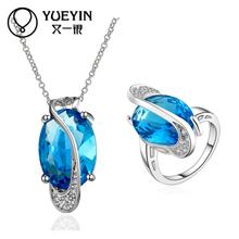 10sets/lotFVRS013 2015 new fine jewelry sets Extravagant Party jewlery set for lady Fashion Big Crystal set(Necklace and Ring)