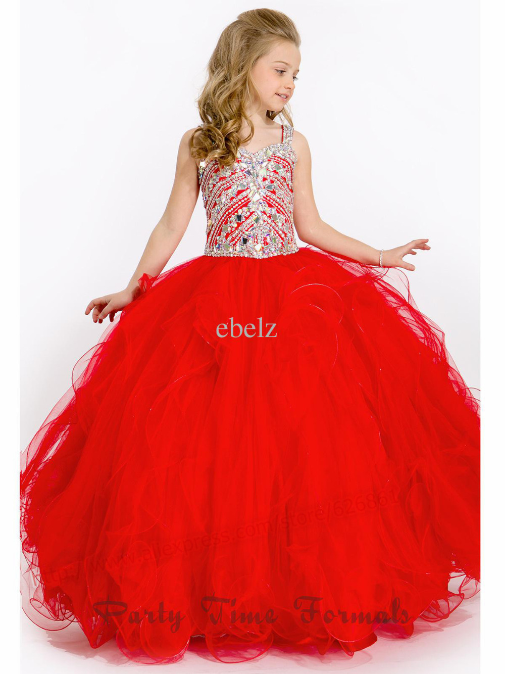 -2015-Red-Girls-Pageant-Dress-Ball-Gowns-Straps-Kids-Evening-Gowns ...