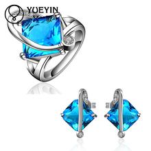 10sets/lotFVRS031 2015 new fine jewelry sets Extravagant Party jewlery set for lady Fashion Big Crystal set Ring and Earing