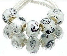 (NO.68)14mm Glass / Ceramics 925 silver cord Big Hole Loose Beads fit European Pandora Jewelry Braclet Charms DIY Free Shipping