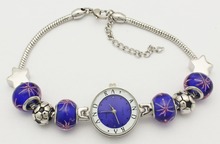 Free shipping navy blue luxury watches. Suitable for Pandora bracelets, women’s fashion jewelry