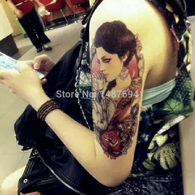 HC2001 Temporary Tattoo Armband Lady VS Dog VS Owl waterproof Big size fake tatoo sticker body