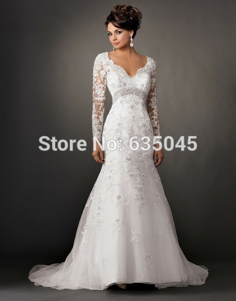 Robe De Mariage 2015 New Custom Made V neck Ivory White Satin Tulle Applique Beaded Crystal