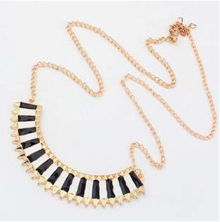 Korean jewelry fashion simple crescent wild collision color sweater chain necklace chain chest Free shipping
