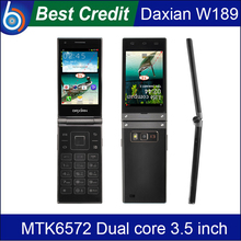 In Stock!Original Daxian W189 Flip Mobile phone 3.5″ IPS 5.0MP Dual Screen MTK6572 Dual core WCDMA 5MP Android 4.2 2200mah/Kate