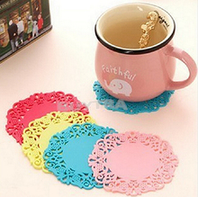 2015 New 1 pc Lovely Silicone Lace Flower Cup Coaster Nonslip Cushion Placemat Anne Tea Coffee