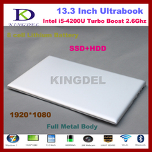 13.3” Ultrabook laptop with 4GB RAM +32GB SSD+1T HDD,1920*1080,WIFI,Bluetooth,Metal case, 6600mAh, windows laptop i5