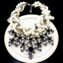 SBY0279 Fashion Elegent chain Chokers chunky big statement Chunky Pearl necklaces
