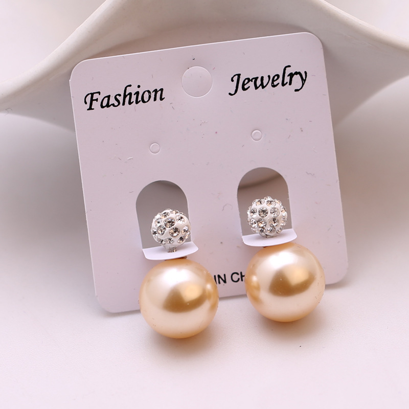 Fashion Earrings 2015 Double Side Shining Pearl earrings for women 26 Colors Brincos Crystal Stud Earrings