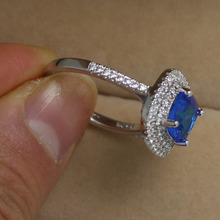 Victoria Wieck Dazzling Emerald cut sapphire simulated diamond 925 silver Wedding Band Ring Sz 5 11
