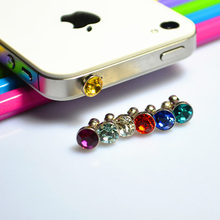 Luxury plugs Phone Accessories Diamond Rhinestone 3.5mm Anti Dust Plug capinha de celular Earphone Plug For iphone 5s 6 F030
