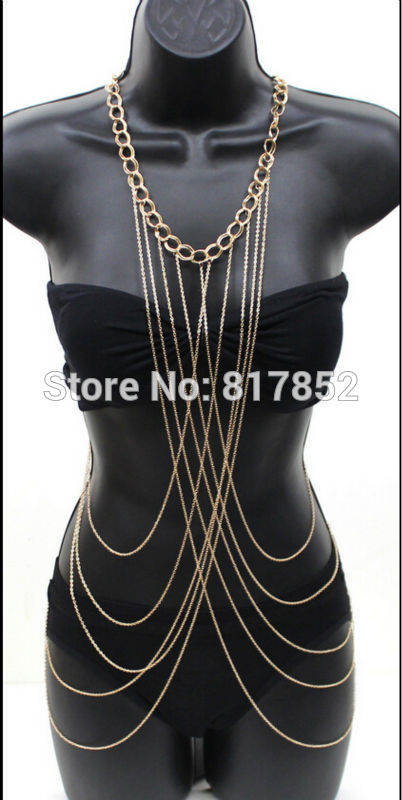 New Style BY430 Women Fashion Gold Chains Sexy Bikini Body Chains Jewelry 