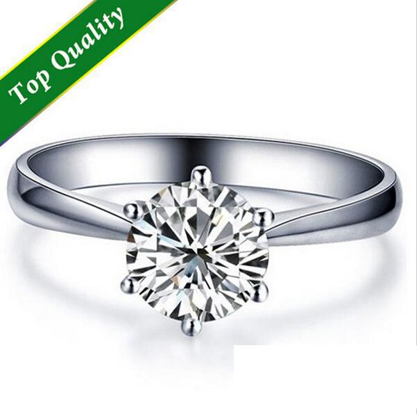 New 2014 Wholesale Love Wedding Ring 925 sterling silver jewelry Classic Engagement Women 6Claws 6mm AAA