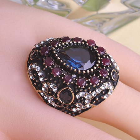 Royal Turkish Sapphire Vintage Fine Jewelry Anel Ring Anillo Turco Anies True Religious Men Meus Pedidos
