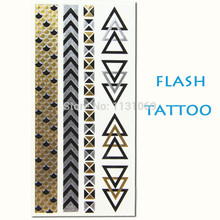 Hot Sale 3Styles Lot Tatuagem Temporary Tattoo Lot Flash Tatoo Metallic Tatoos Jewelry Gold Henna Metal