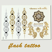 Hot Sale 3Styles Lot Tatuagem Temporary Tattoo Lot Flash Tatoo Metallic Tatoos Jewelry Gold Henna Metal