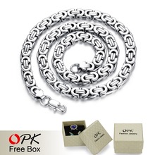 OPK Fashion Men’s Byzantine Necklaces Personality Rock Punk Style Silver/Gold Full Steel Link Chain Jewelry Gift High Quality