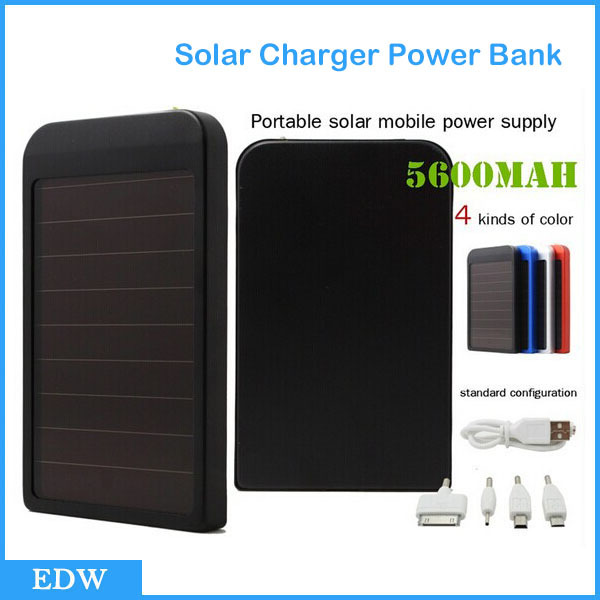 5600mAh Solar Charger External Battery Pack Power Bank For Cellphone iPhone 6 6 Plus 4s 5