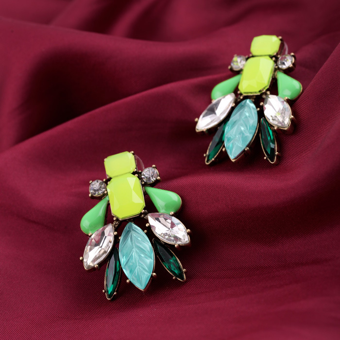 J Brand Inspired Designs Crew Honey Bee Neon Green Neon Yellow Crystals Earrings E1651