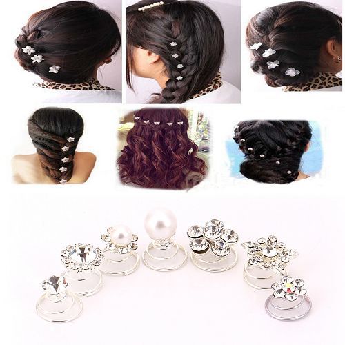 Clear Crystal Twists Spins Hair Pin Bridal Rhinestone Hairpin Fashion Wedding Jewelry Hair Ornaments Accessories 65459