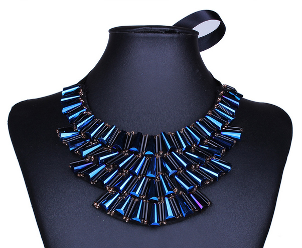 Blue crystal strass slipknot ribbon false collar choker necklace gypsy 2015 fashion jewerly for women bijuteria