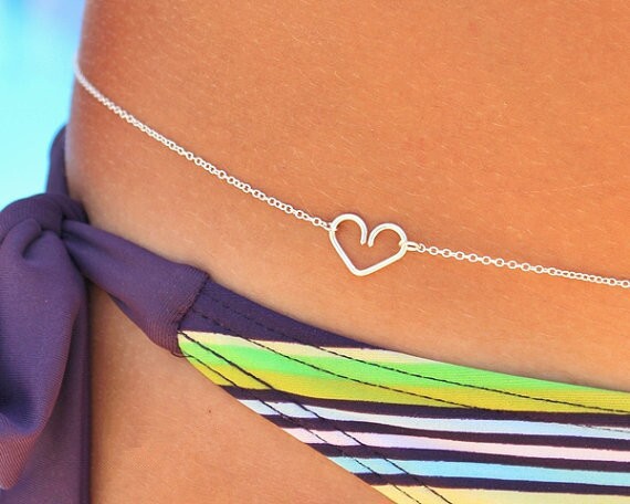 AliExpress Sexy statement necklace Women Celebrity Heart Charm Bikini Body Chain Belly Waist Necklace vintage jewelry