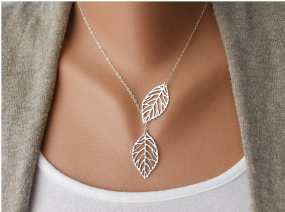 2015 Brand Designer Free Shipping Women Fashion Simple 2 Leaves Choker Necklace Collar Statement Necklace Women