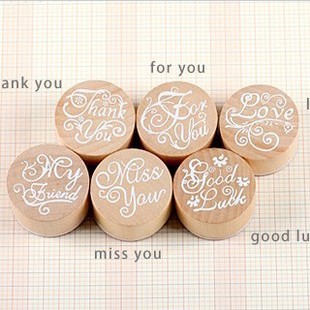 DIY Cute Kawaii Wooden Message Stamp Thank You Love You For You Merci Bonjour for Home