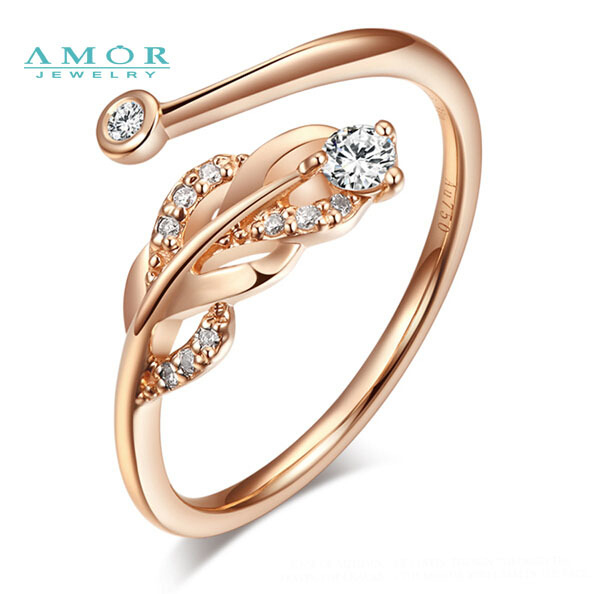 AMOR BRAND THE FLOWER OF LOVE SERIES 100 NATURAL DIAMOND 18K ROSE GOLD RING JEWELRY JBFZSJZ276